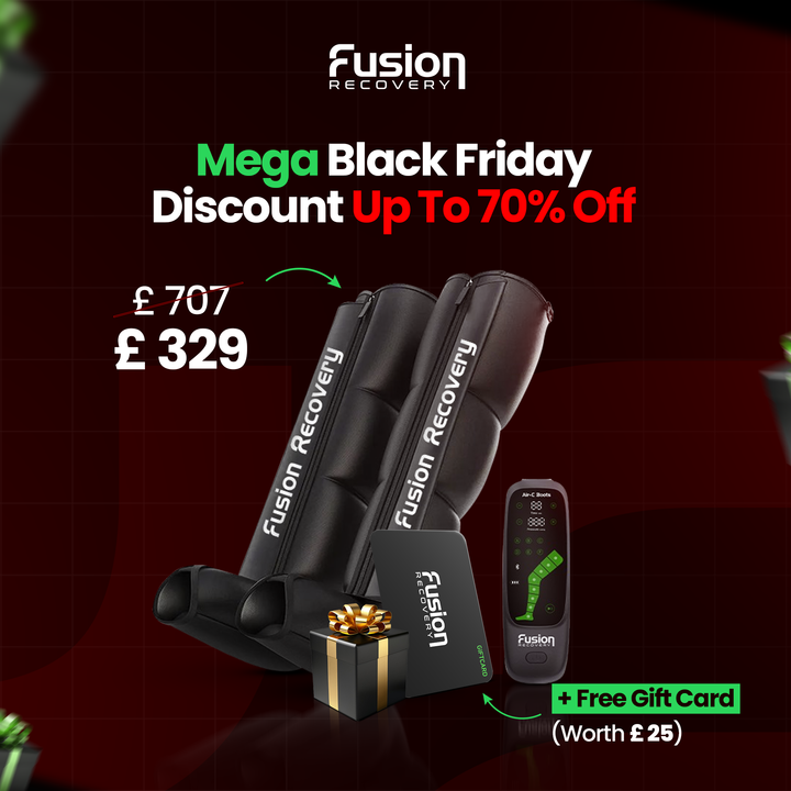 Mega Black Friday sale: Fusion Recovery leg sleeves discounted from $899 to $429, plus a free gift card.